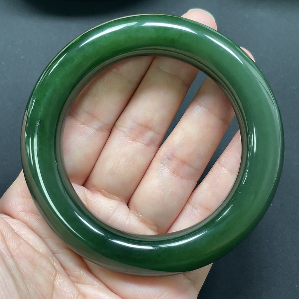 Hetian Jade Green Jade Round Bangle