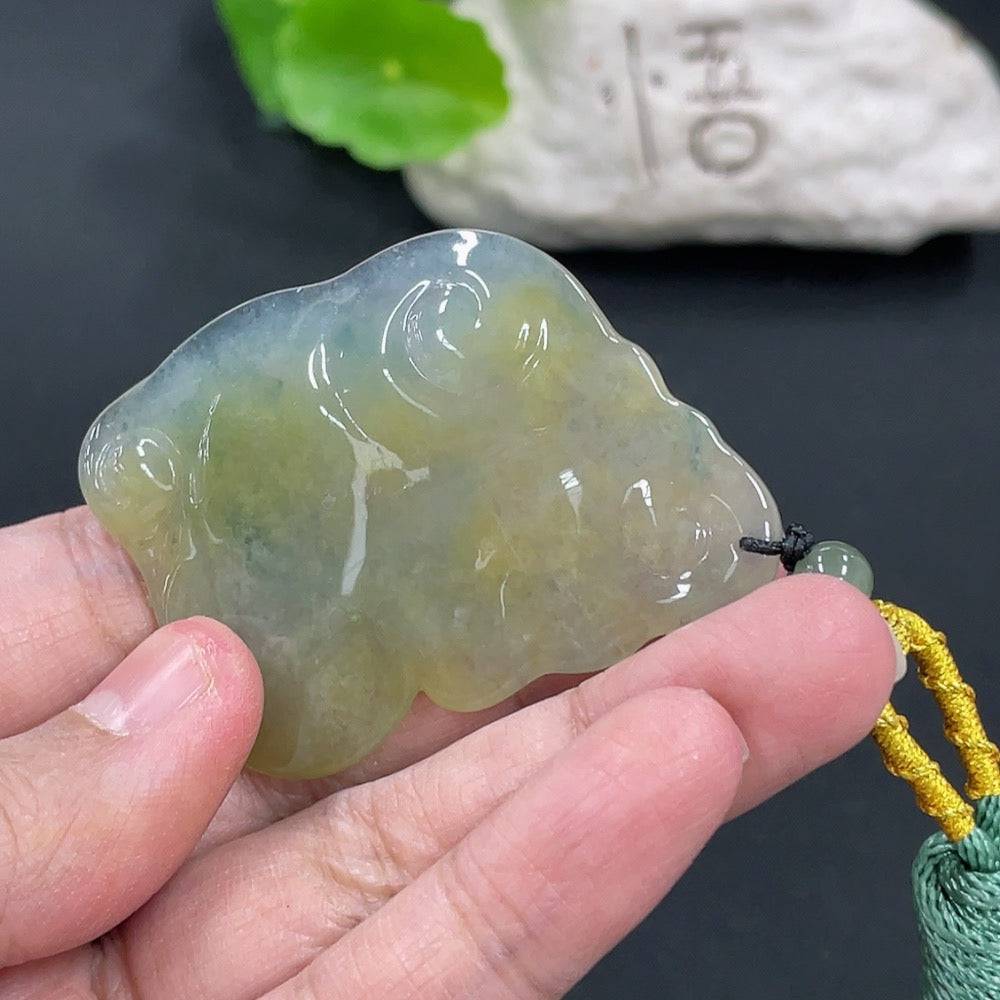 Huiliu Jadeite pendant named "Always with You" showcasing a polished green jade piece on a cord.