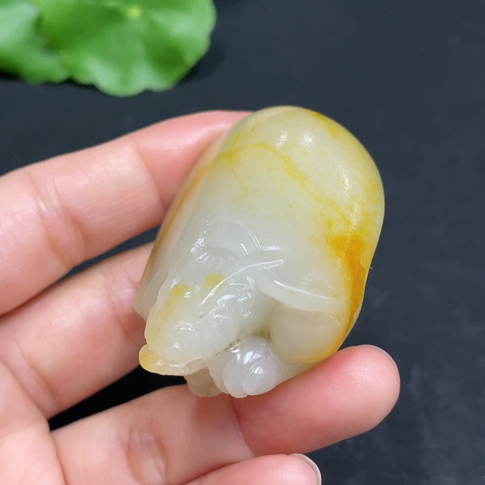 Huiliu certified Hetian jade pendant featuring a carved dragon turtle design on undetermined skin-colored jade.