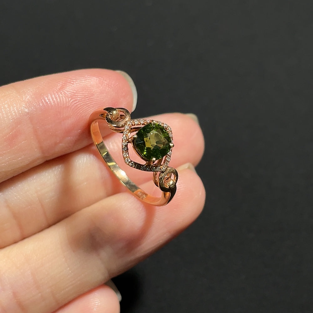 Tourmaline Ring with Diamond Accents, 18K Gold