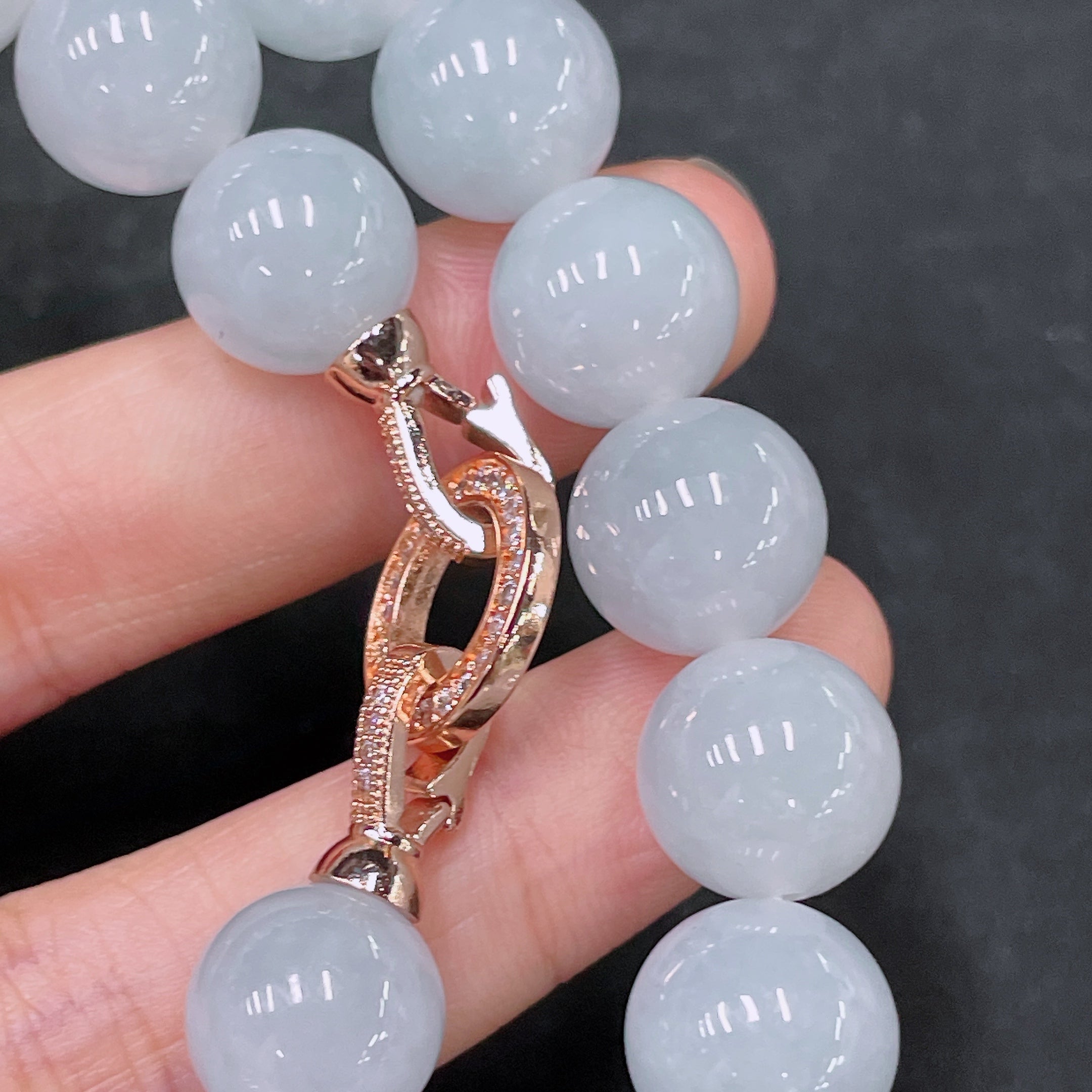 Jadeite Bead Necklace Non-Gold Total Weight Approx. 139.42g Size About 12.7mm