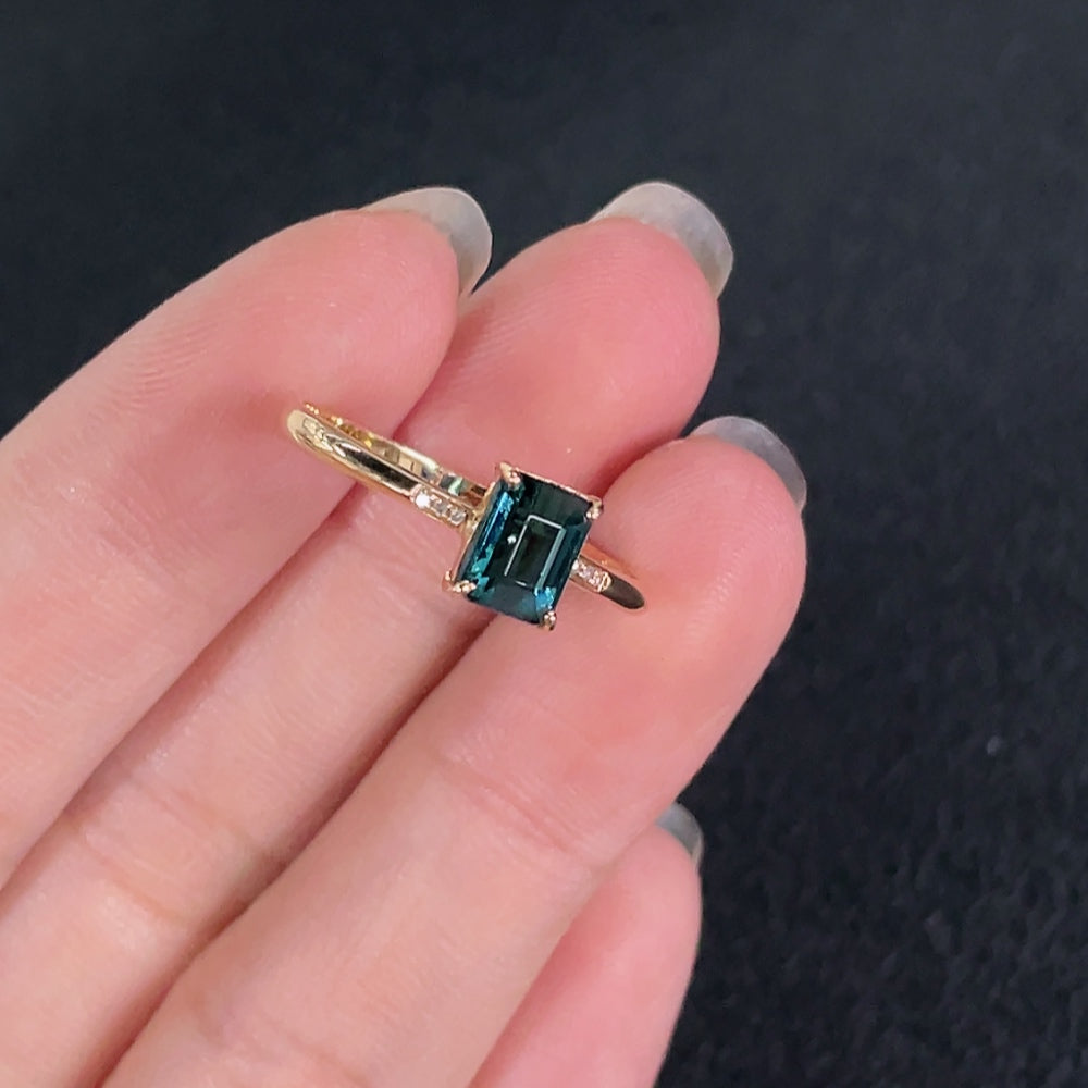 Tourmaline Ring with Diamond Accents, 18K Gold