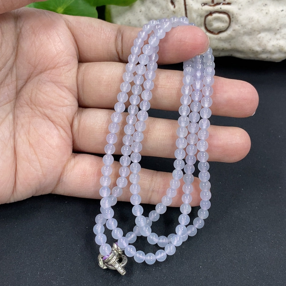 Jadeite Bead Necklace Approx. 4mm Non-Gold