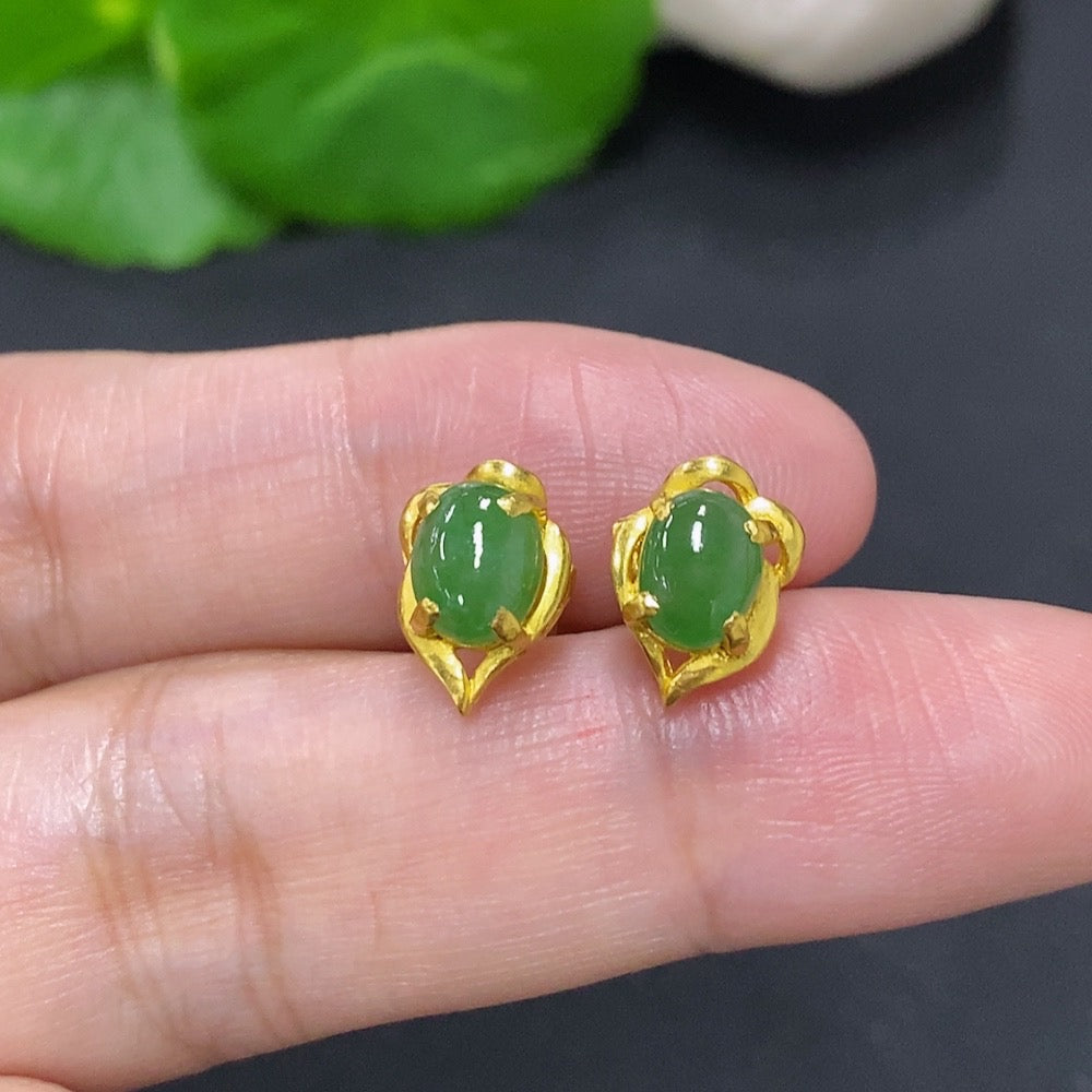 Jadeite Inlaid Earrings