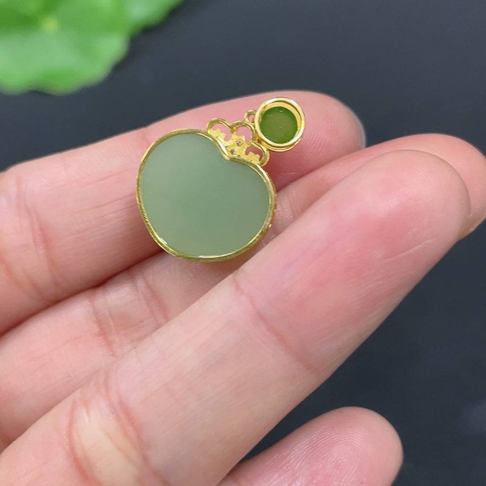 Huiliu HQ Hetian Jade Jasper inlaid pendant featuring natural jade stone, crafted with intricate design, non-diamond jewelry piece