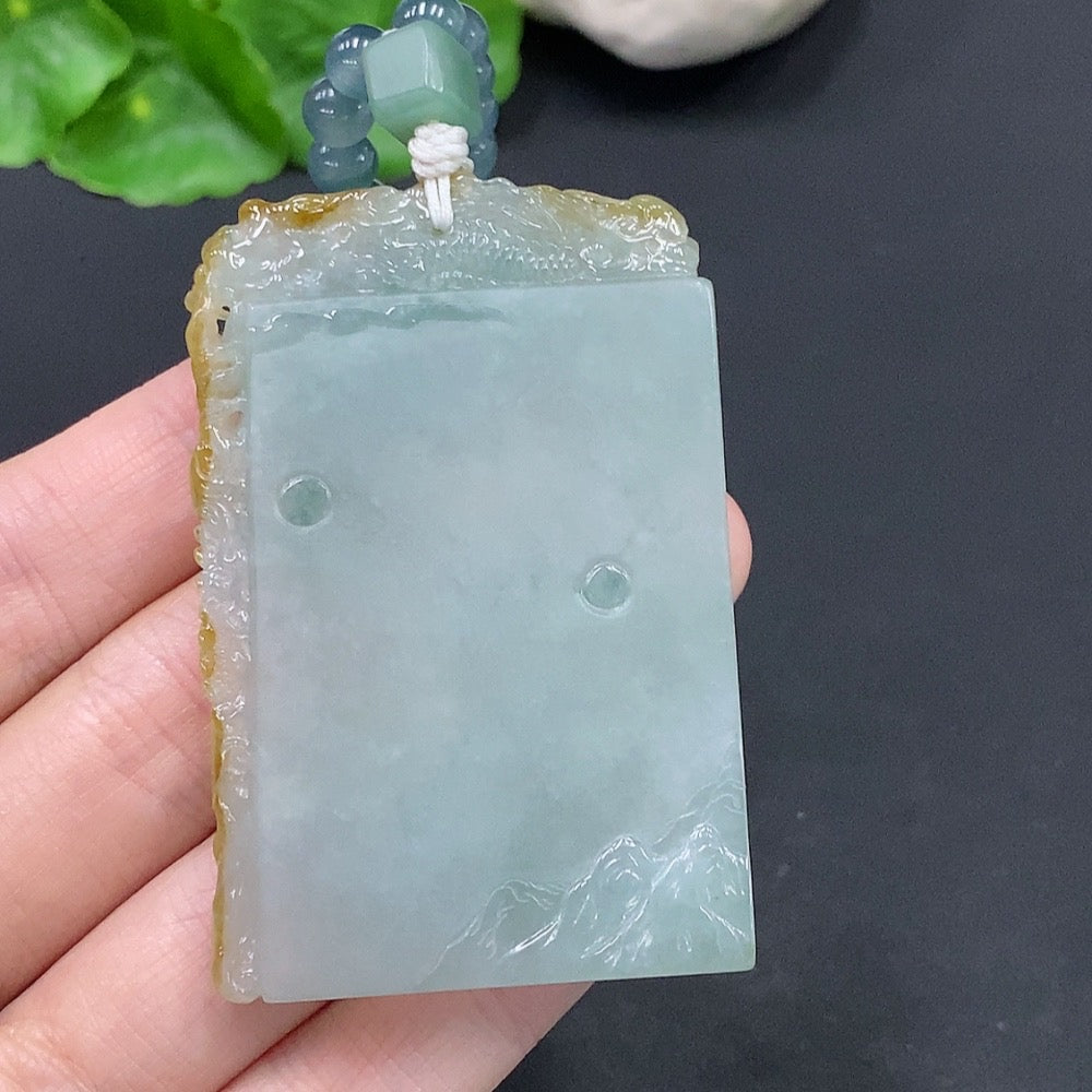 Jadeite Enlightenment Pendant Total weight about 90g (including rope weight) Color origin undetermined