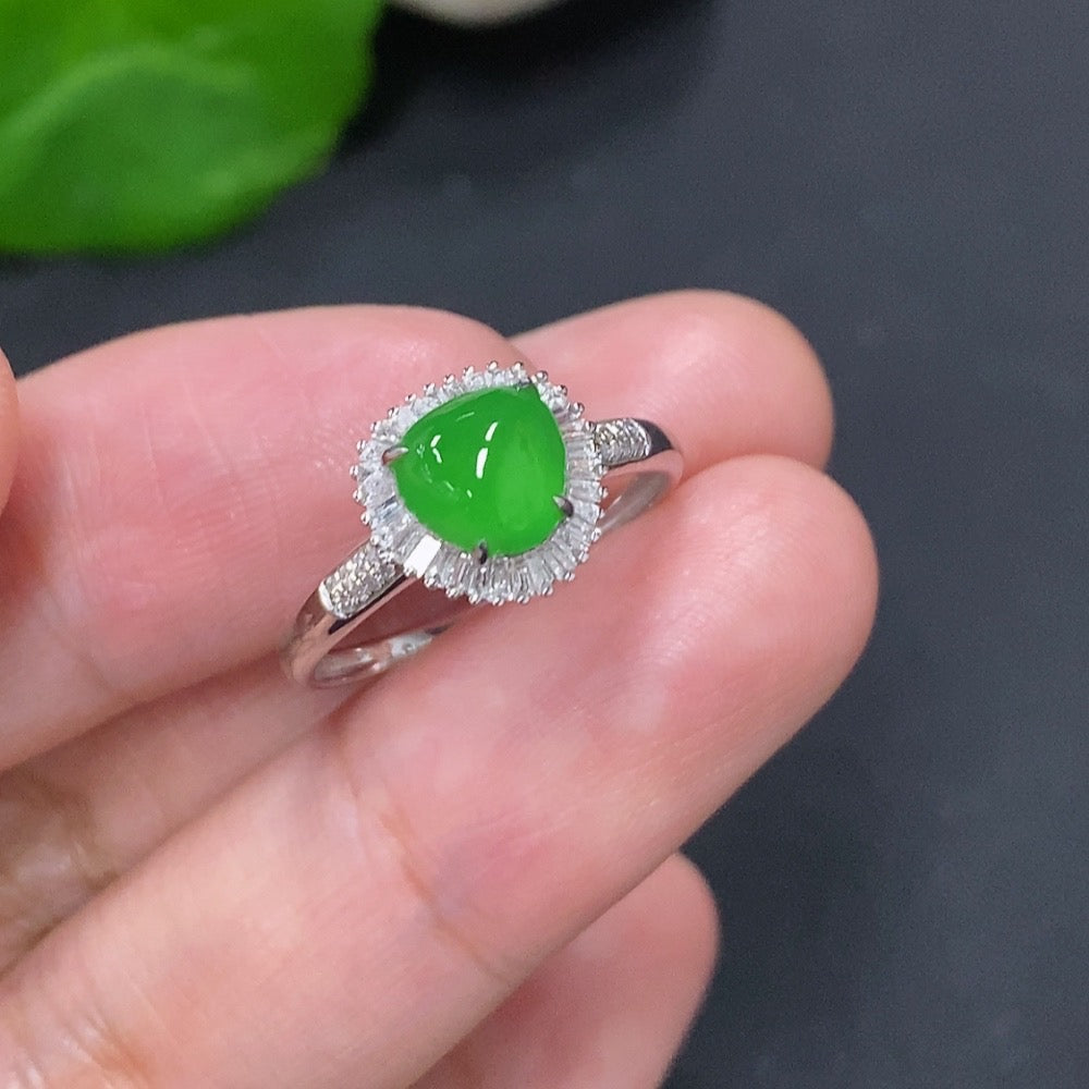 Jadeite Ring in 18K Gold (With Diamond Accents)