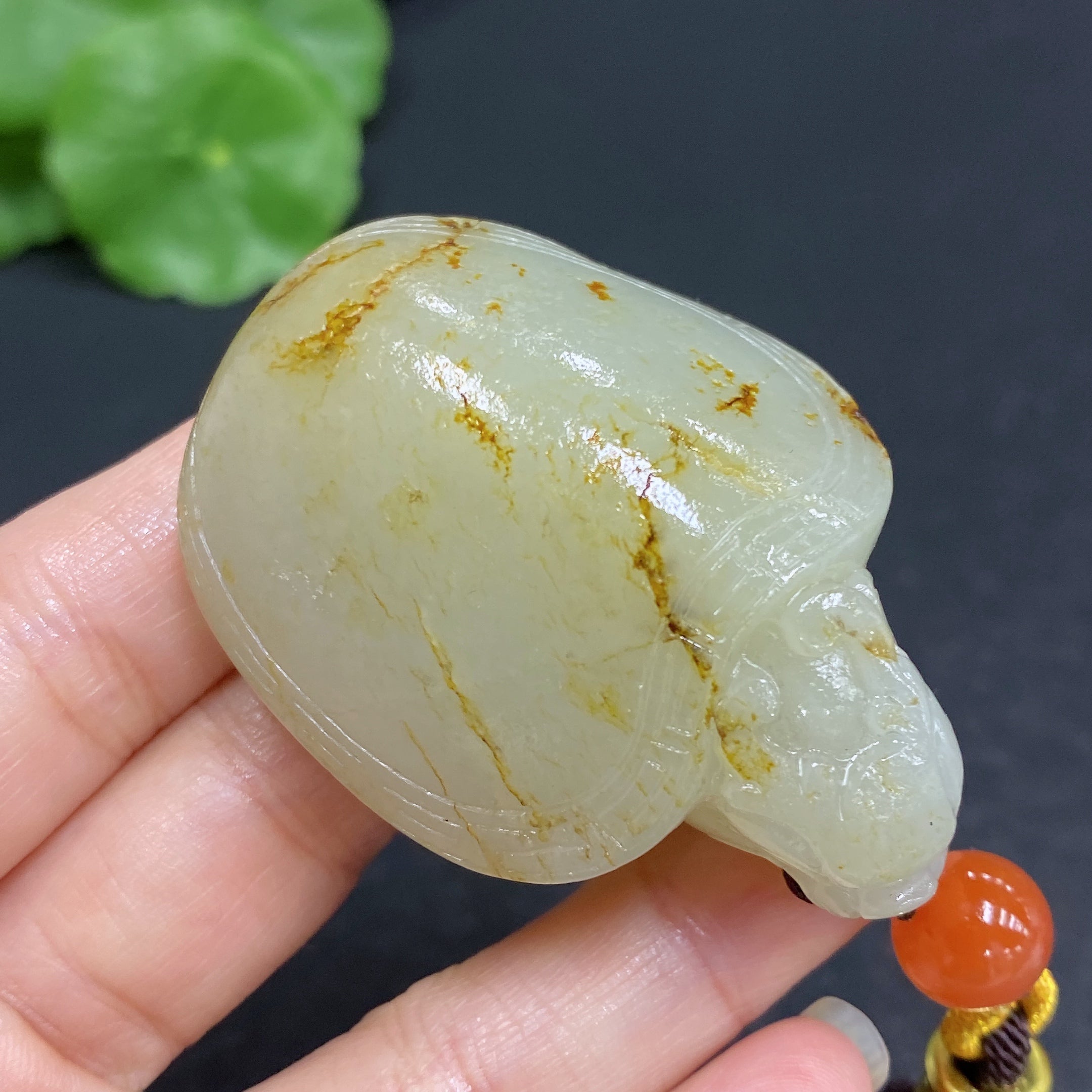하티안 옥 용 거북이 펜던트