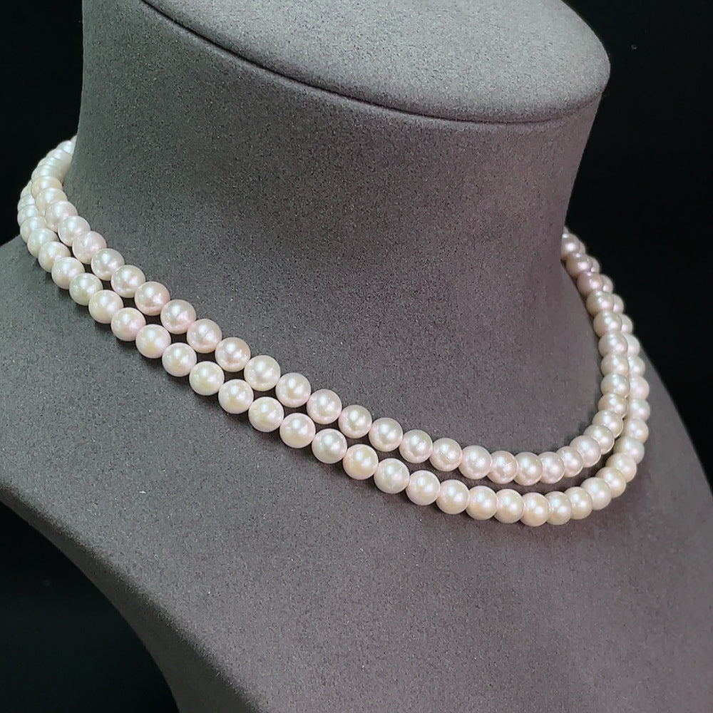 18K gold saltwater pearl necklace, total weight approximately 44.69g, pearl size about 6.3mm