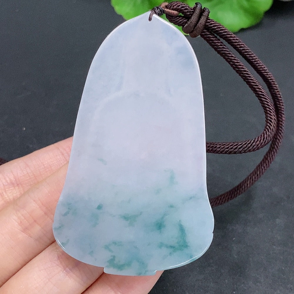 Jadeite Guanyin Pendant Total Weight Including Rope Approximately 42.8g