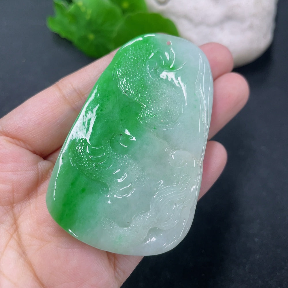 Jadeite Pendant Dragon Plaque Total Weight Approx. 43.68g