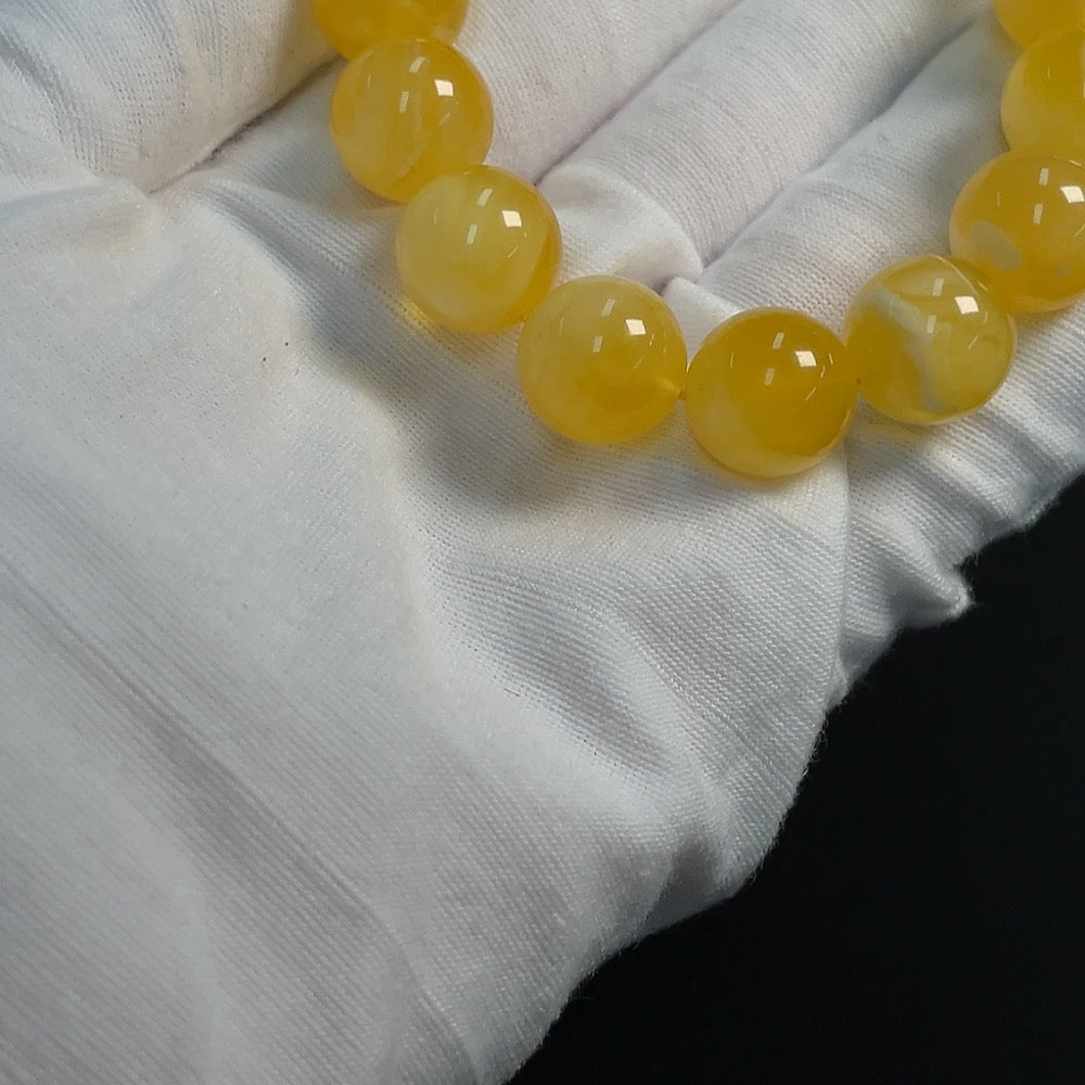 Amber Beeswax Beads Bracelet Approx.13.7mm Total Weight About 20.76g