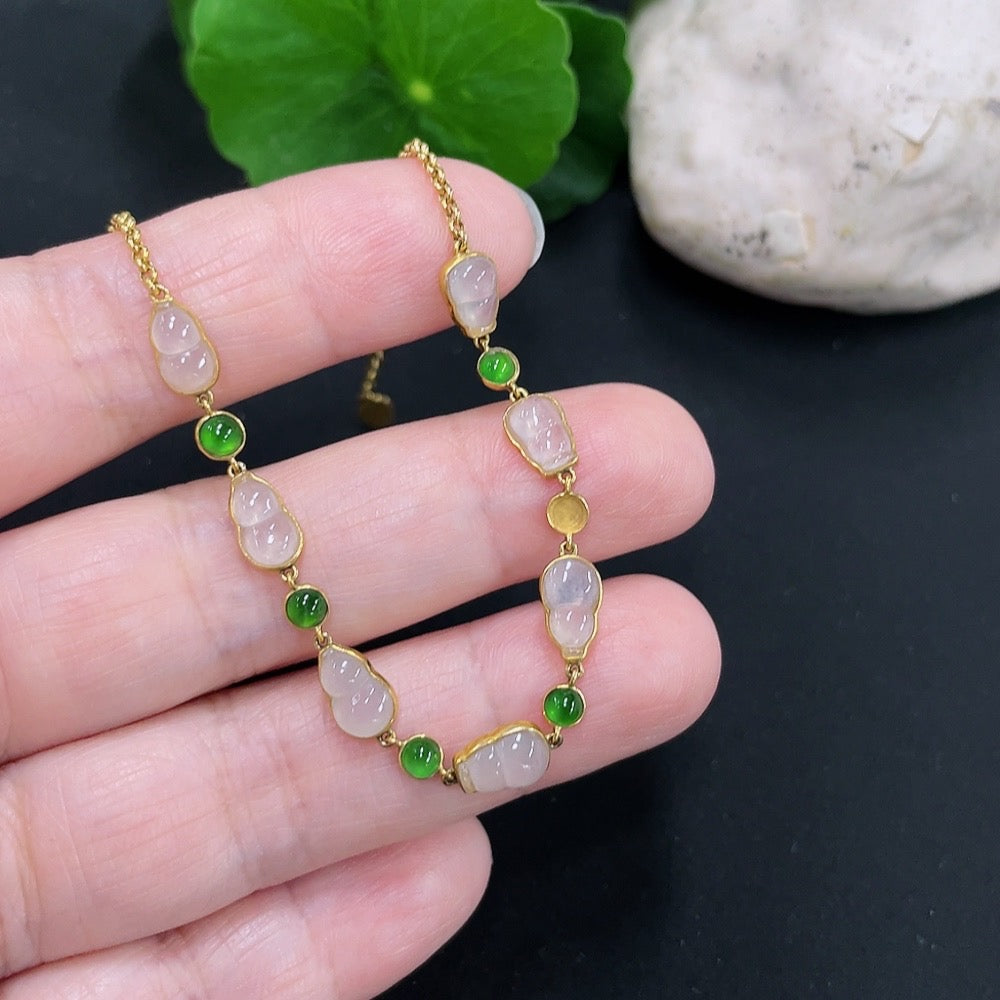 Jadeite inlaid bracelet Total product weight . (missing one cabochon) | Huiliu Certified