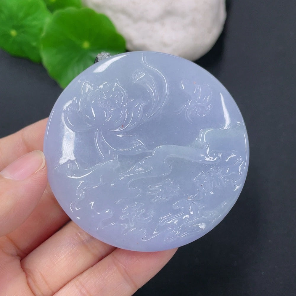 Jadeite Pendant Lotus Total Weight Approx. 83.62g Including Rope Non-A Beads