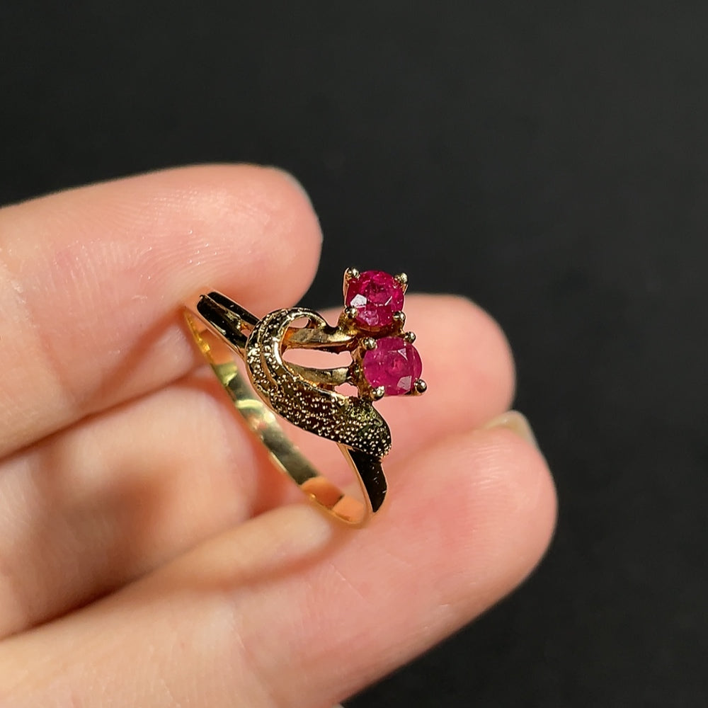 18k gold ruby gemstone ring with a 2.8mm ruby stone, weight 1.9g, size 12.5, by HKHQ, displayed on a white background.