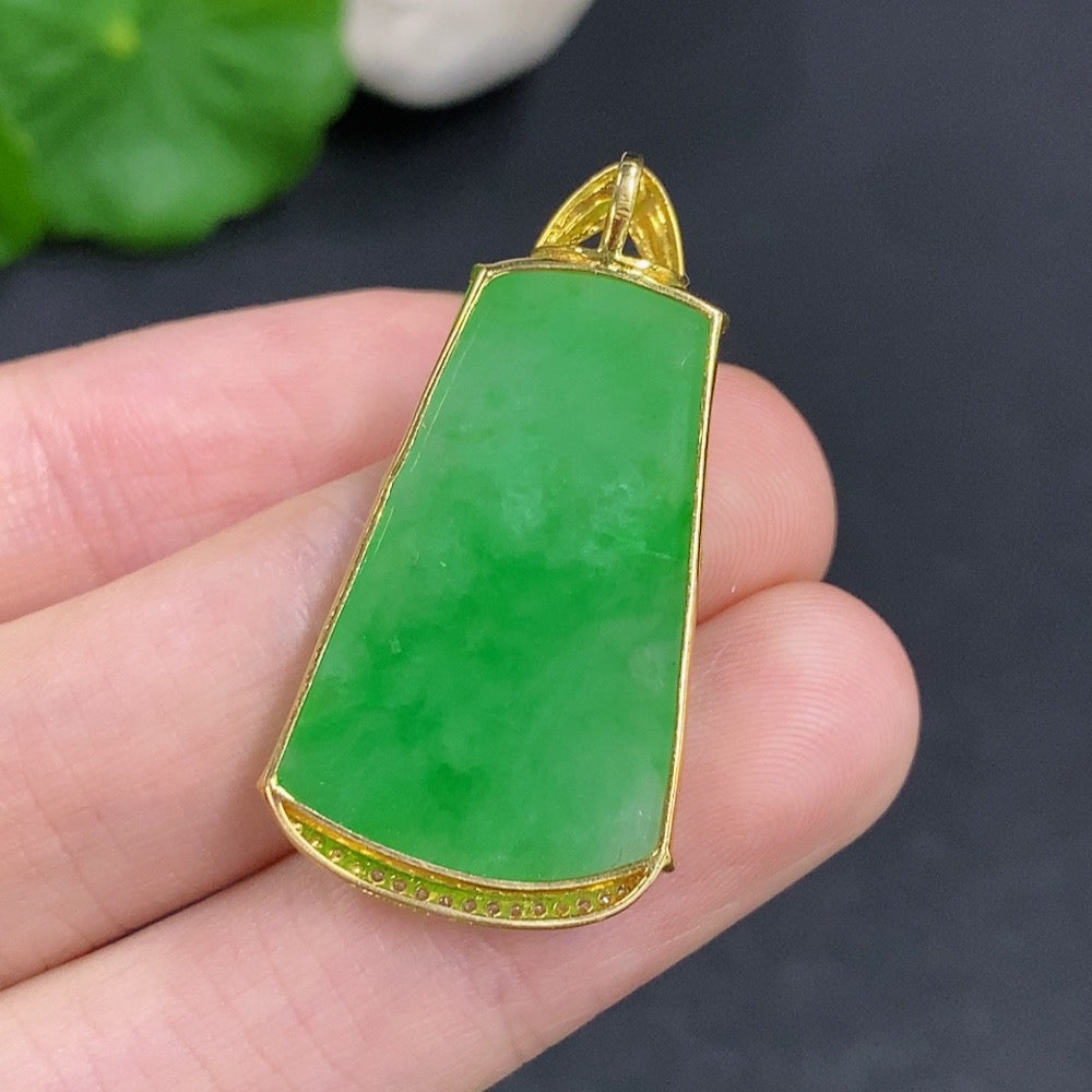 Jadeite Ascending Inlay Pendant 18k Gold Total Weight Approx.4.6g Non-Diamond