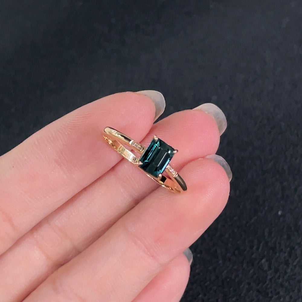 Tourmaline Ring with Diamond Accents, 18K Gold