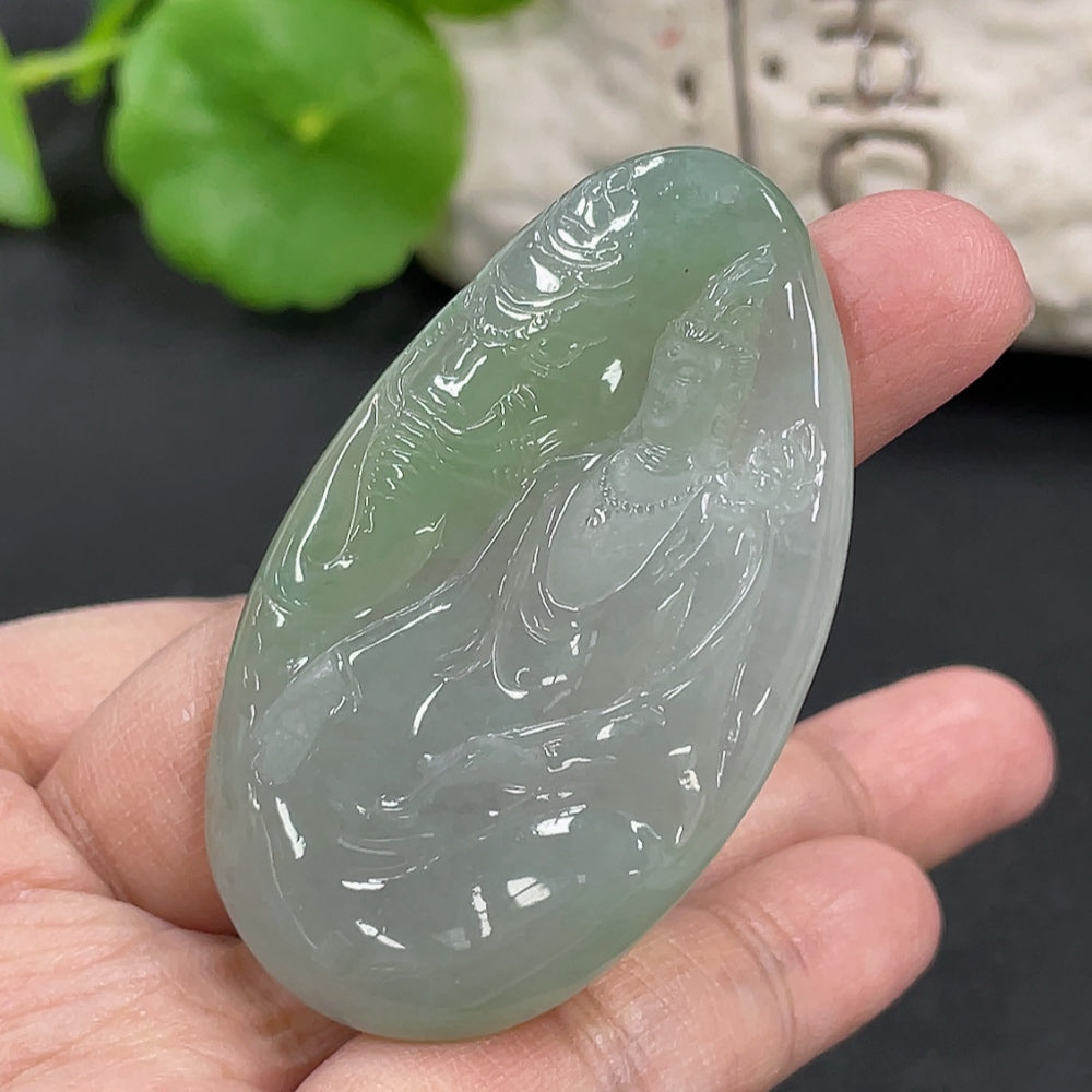 Jadeite Samantabhadra Bodhisattva Pendant, Total Weight Approx. 21.9g