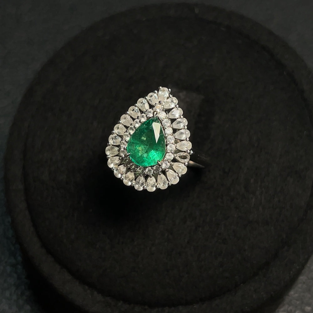 HUILIU HQ 18K emerald gemstone ring and pendant convertible jewelry, size 12, clarity enhanced, total weight 4.59g, gemstone setting