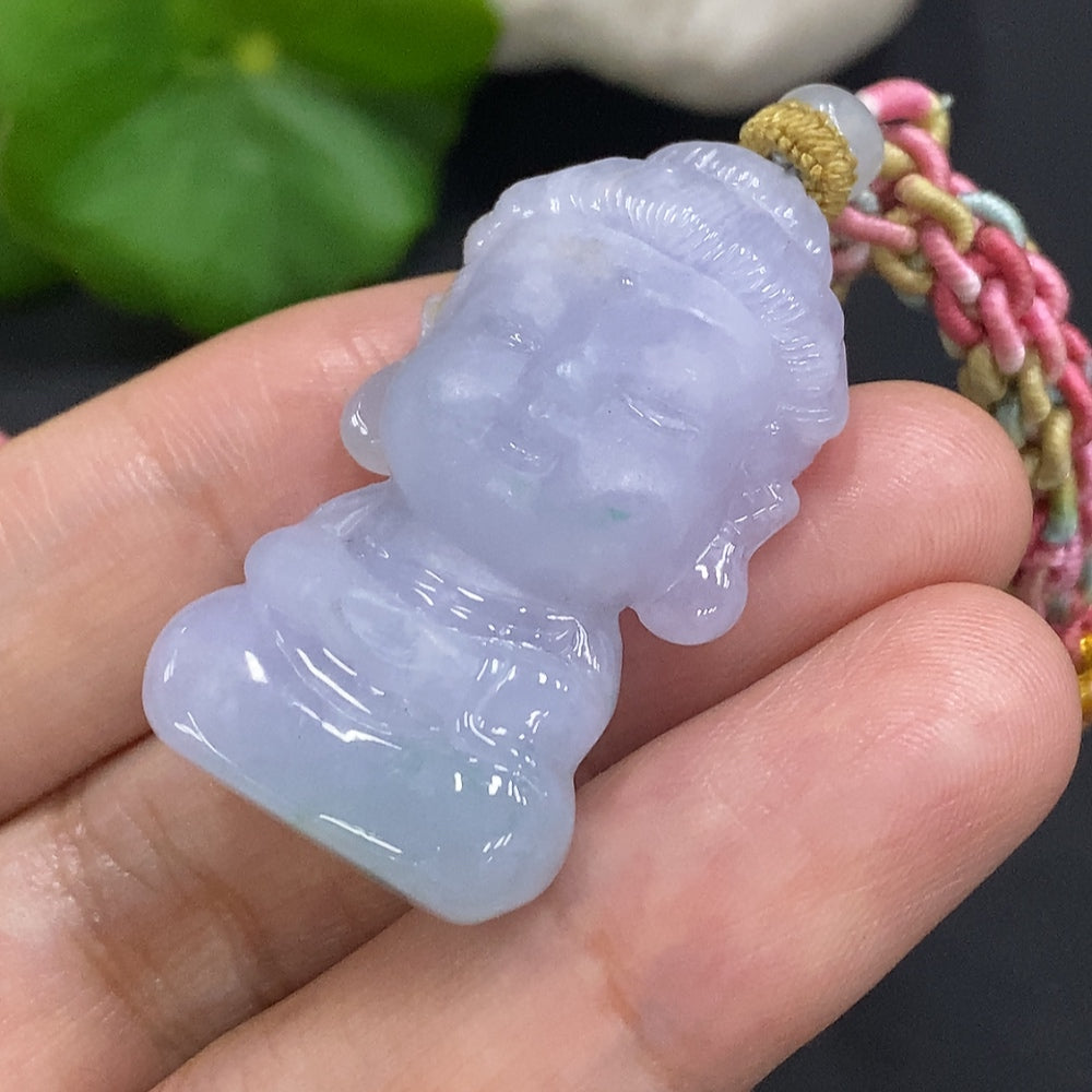 Jadeite Baby Buddha Pendant, total weight including cord approx. 19.6g