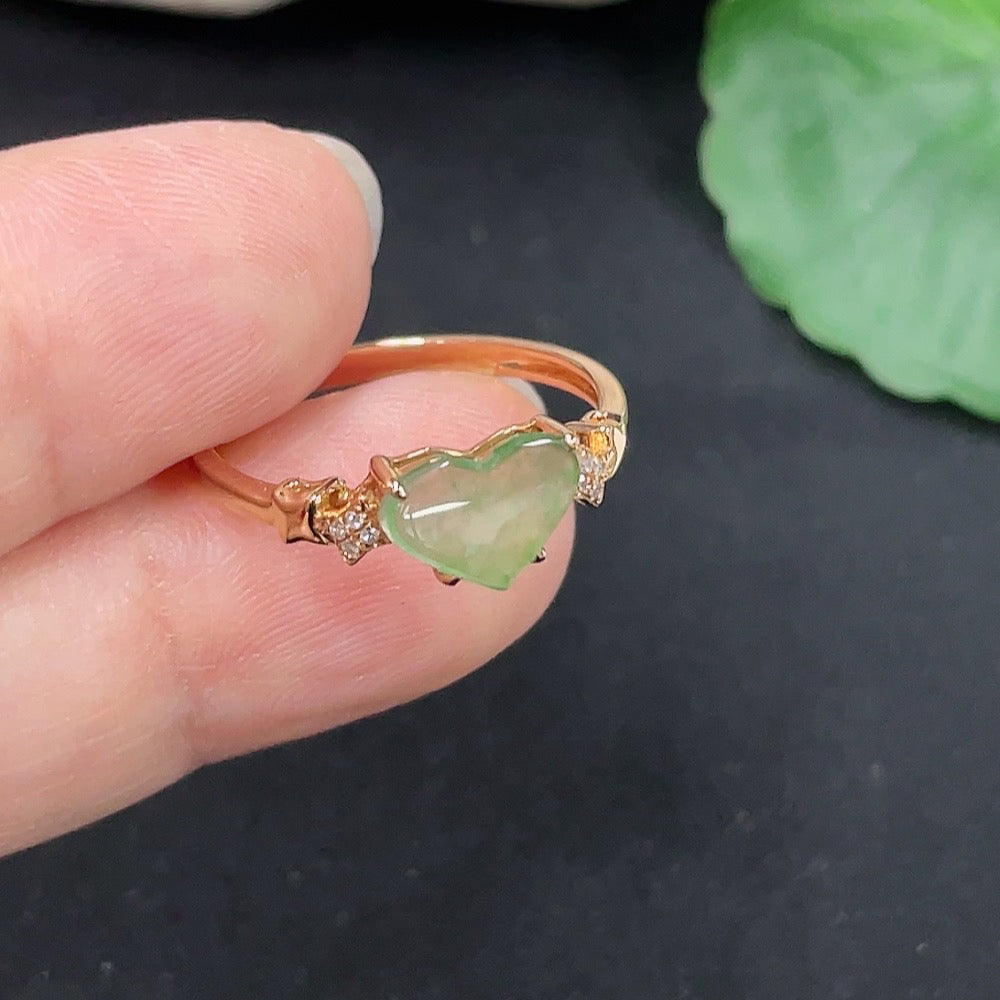 Jadeite Inlaid Ring Size 14 18K Gold Total Weight Approx. 1.6g (Non-Diamond)