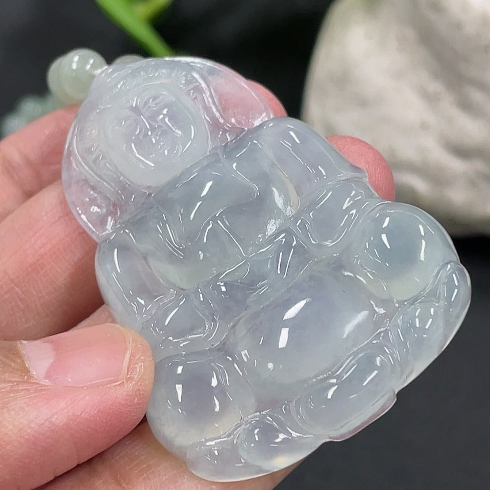 Jadeite Guanyin Pendant with Chain, approx. 6.1mm, total weight approx. 60.5g