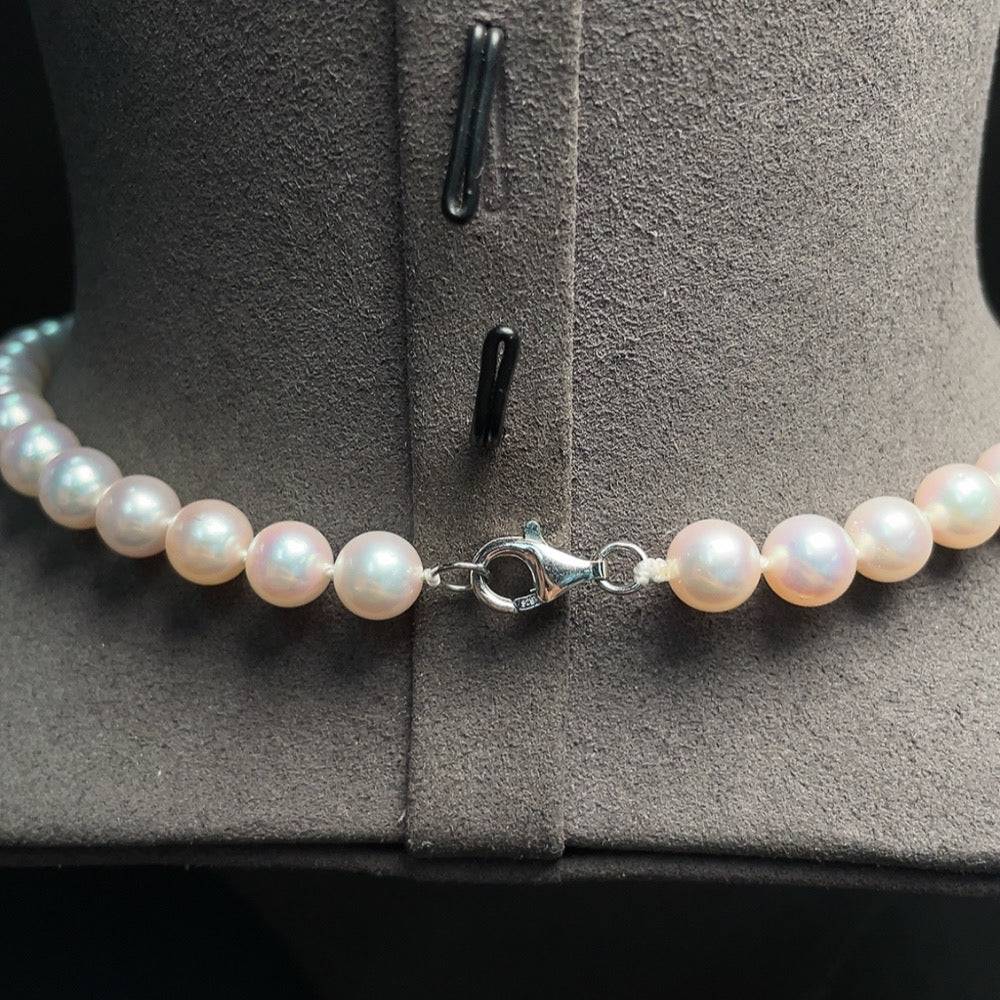 HUILIU HQ seawater pearl necklace with 7.1mm pearls, non-gold, total weight 29.94g, elegant jewelry piece.