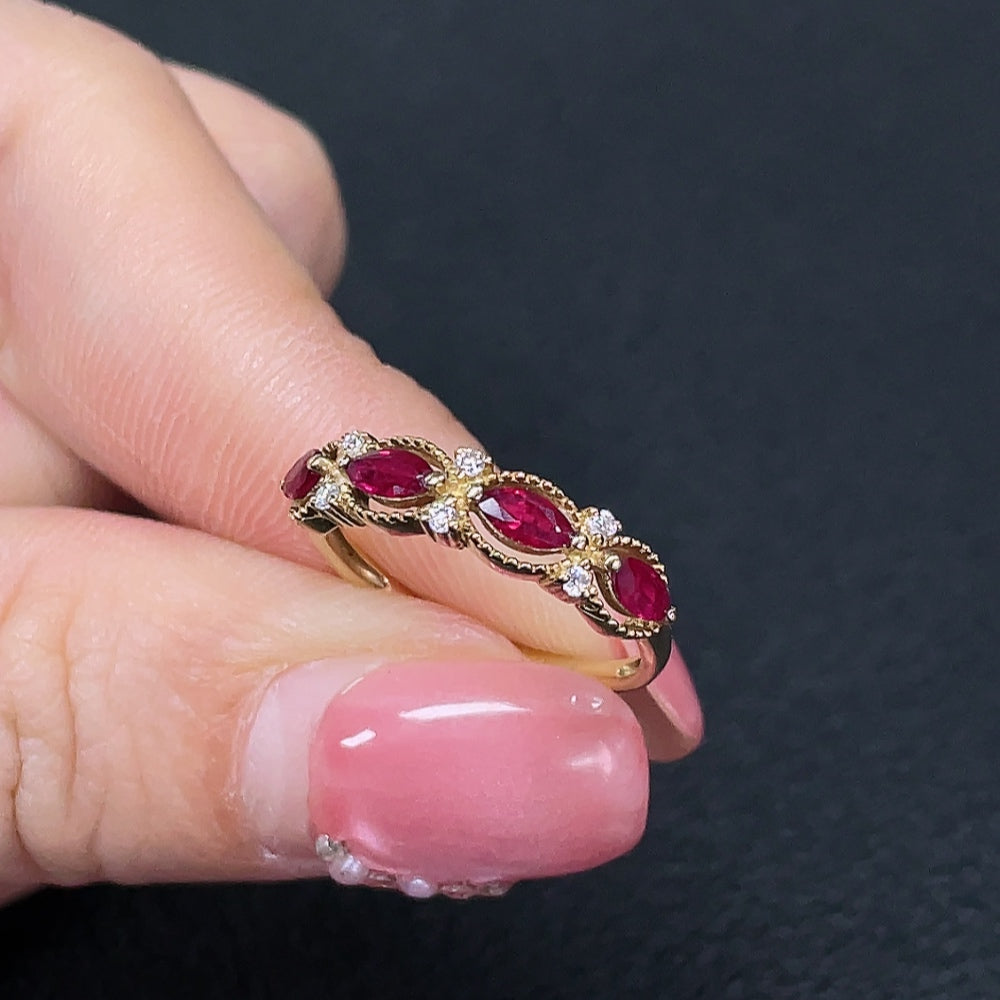 Ruby Ring (Non-Diamond, 35% Au, Approx. 1.58g, Size 12, Filled)