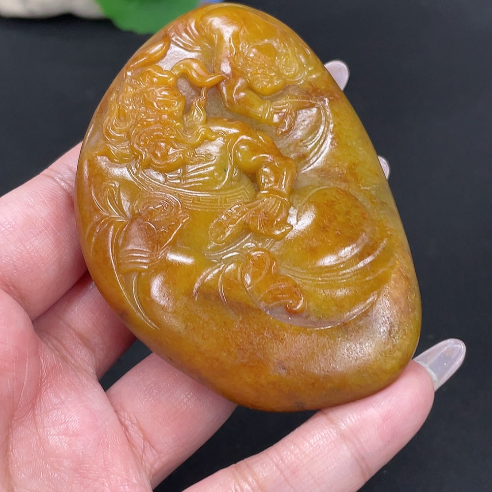 Hetian Jade Pendant - Zhong Kui, Approximately, Undetermined Skin Color Origin, Contains Other Mineral Components | Huiliu Certified