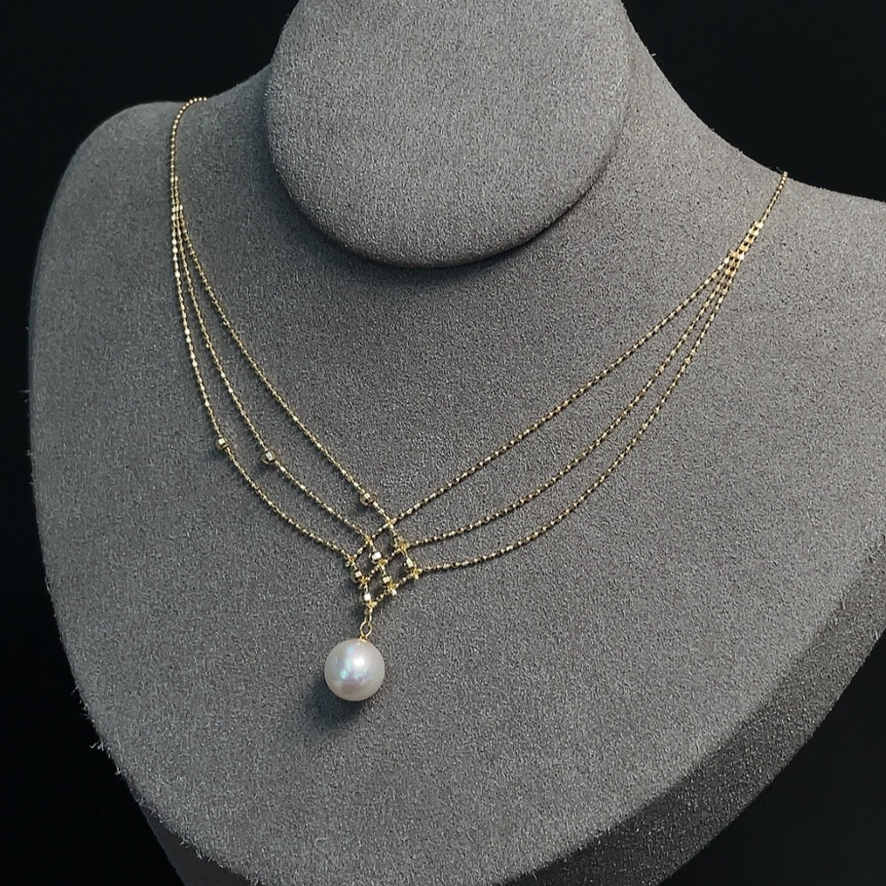 Seawater Pearl Inlaid Necklace 18k Gold Approx. 7.8mm Carat Product Weight Including Chain Approx. 2.98g