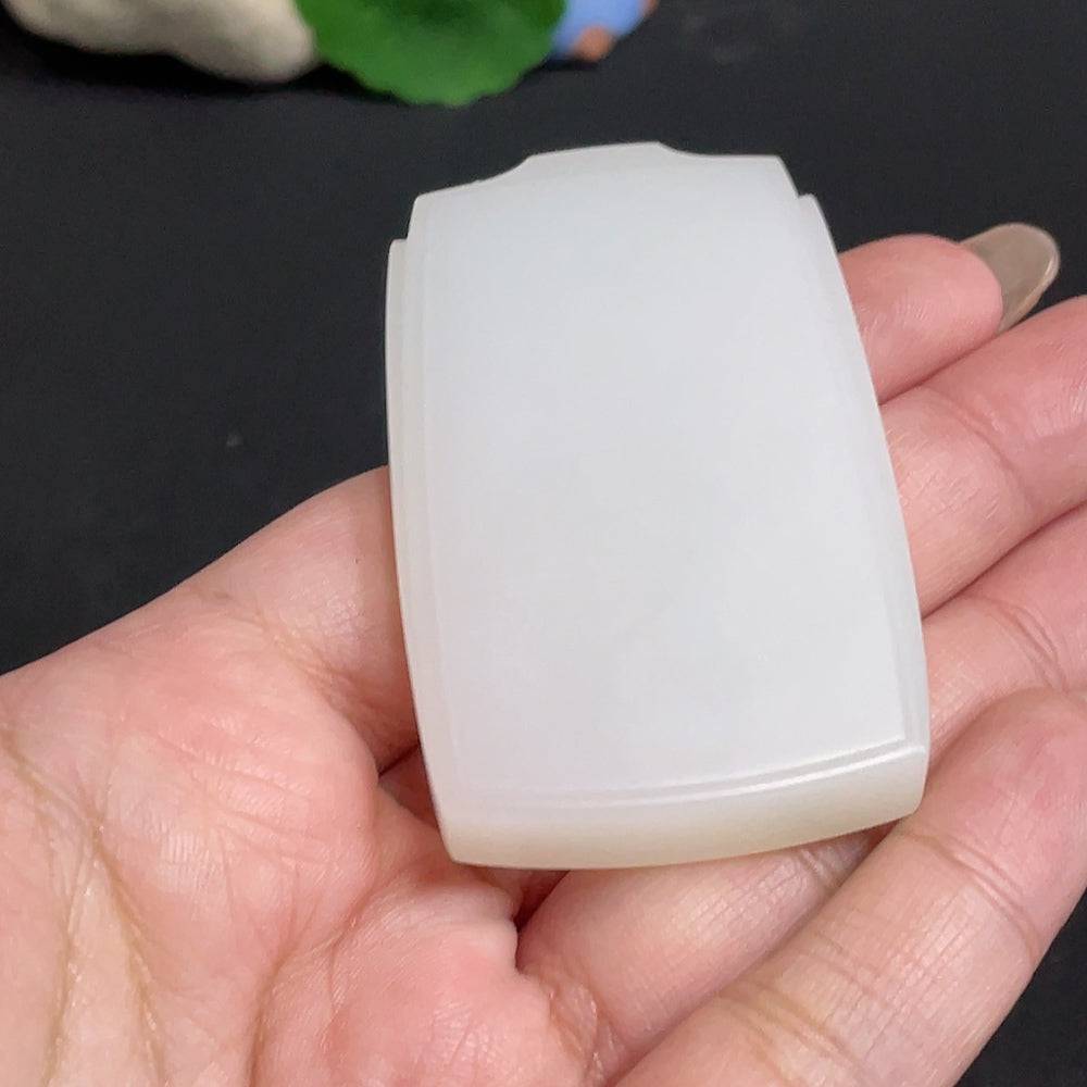 Huiliu HQ Hetian Jade Pendant with plain design, showcasing smooth, polished jade stone in a natural, elegant style.
