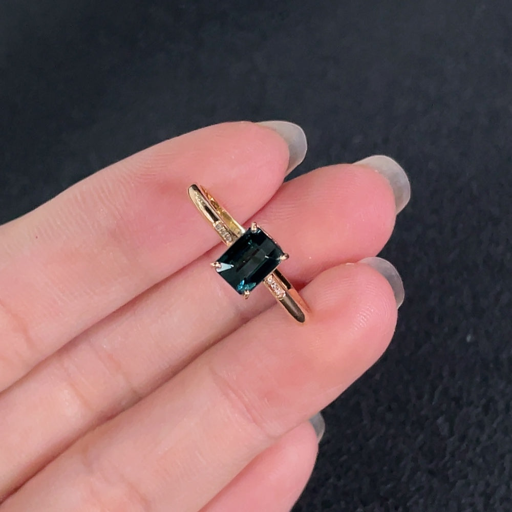 Tourmaline Ring with Diamond Accents, 18K Gold