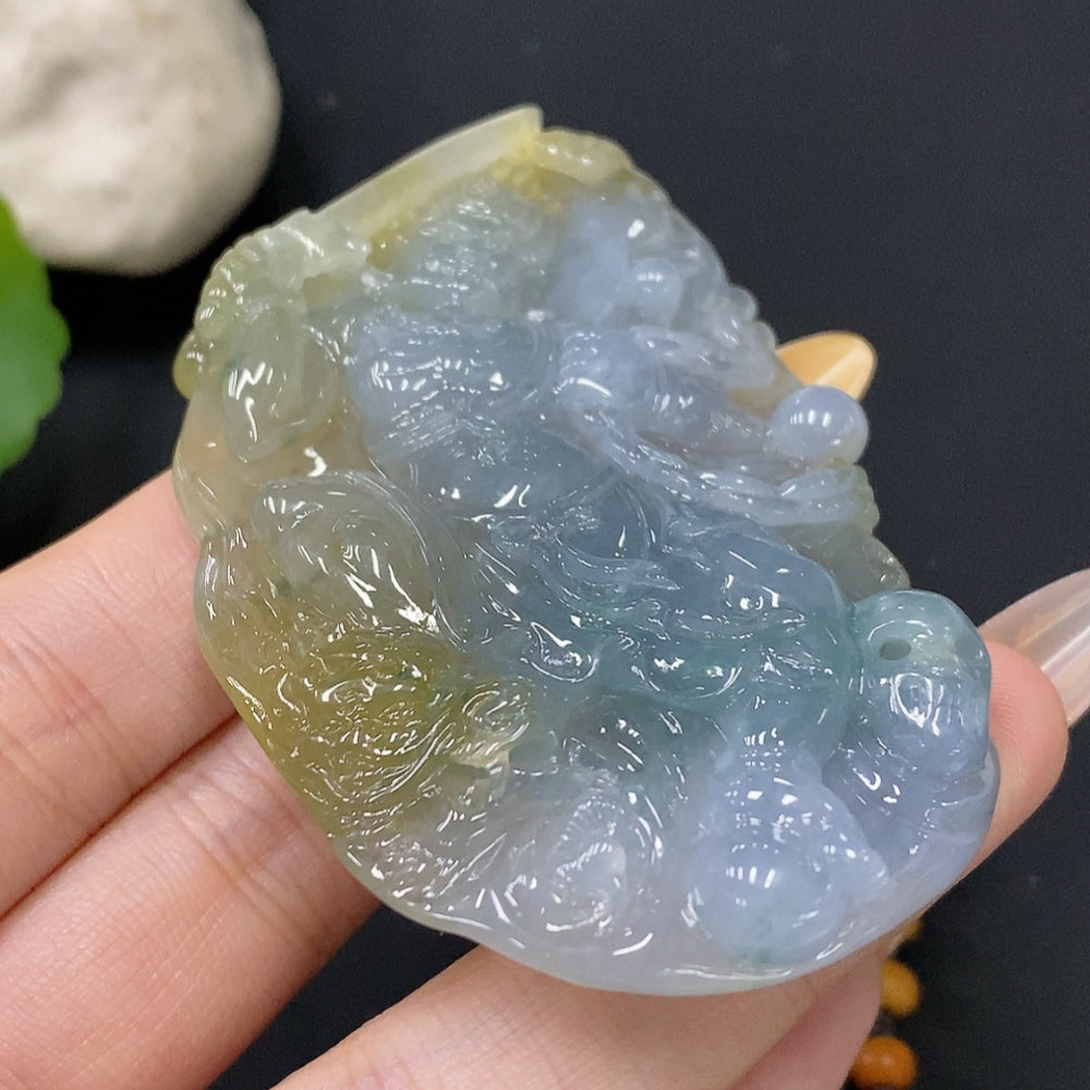 Jadeite Fudō Myōō Pendant