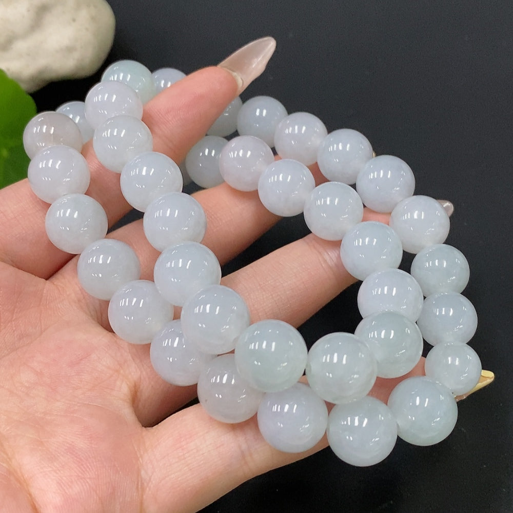 Jadeite Bead Necklace, Total Weight Approx. 120.86g, Bead Size Approx. 12.4mm