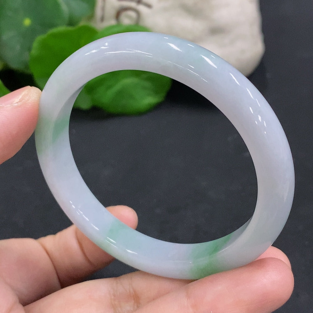 Huiliu Jadeite Noble Consort Bangle with short diameter 51.1, showcasing smooth, polished jadeite jade jewelry.