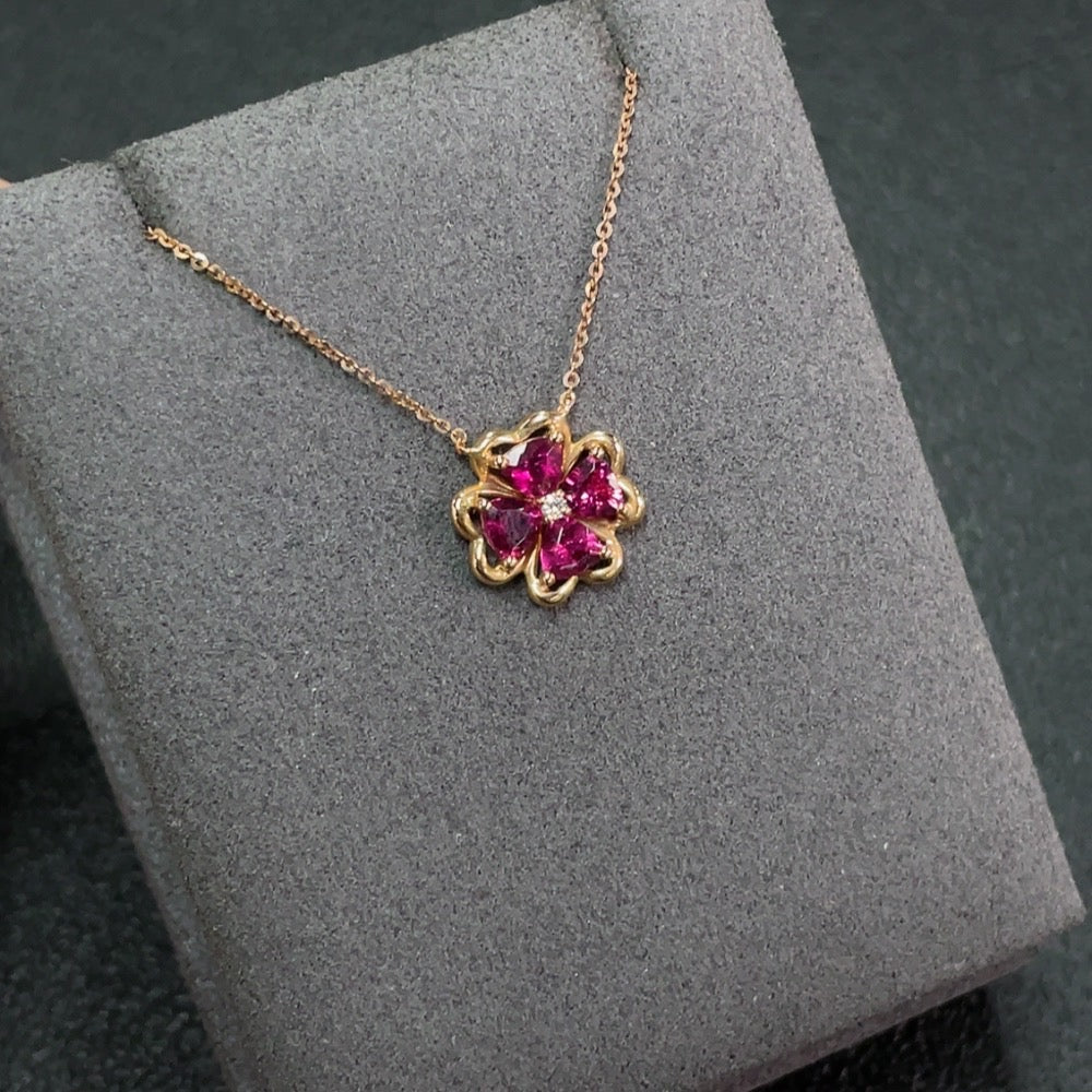 Tourmaline Necklace 18K Gold with Diamond Accents