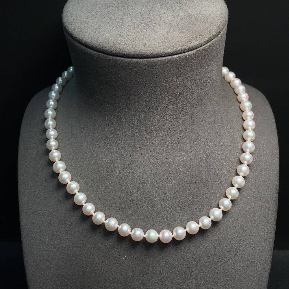 HUILIU HQ seawater pearl necklace with 7.1mm pearls, approximately 29.94g weight, non-gold, elegant jewelry piece.