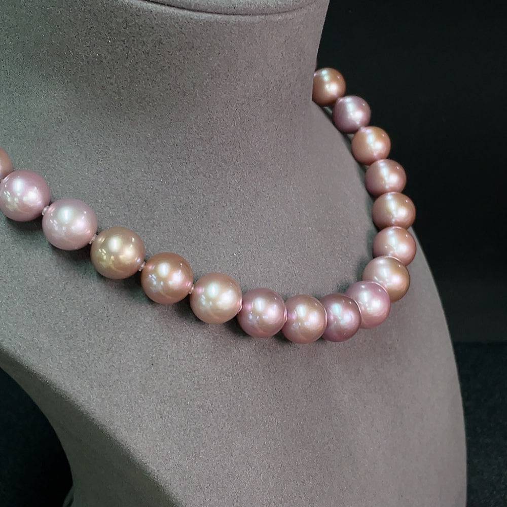 Huiliu HQ pearl bead necklace with 14.1mm pearls, showcasing elegant white pearls on a delicate jewelry strand.