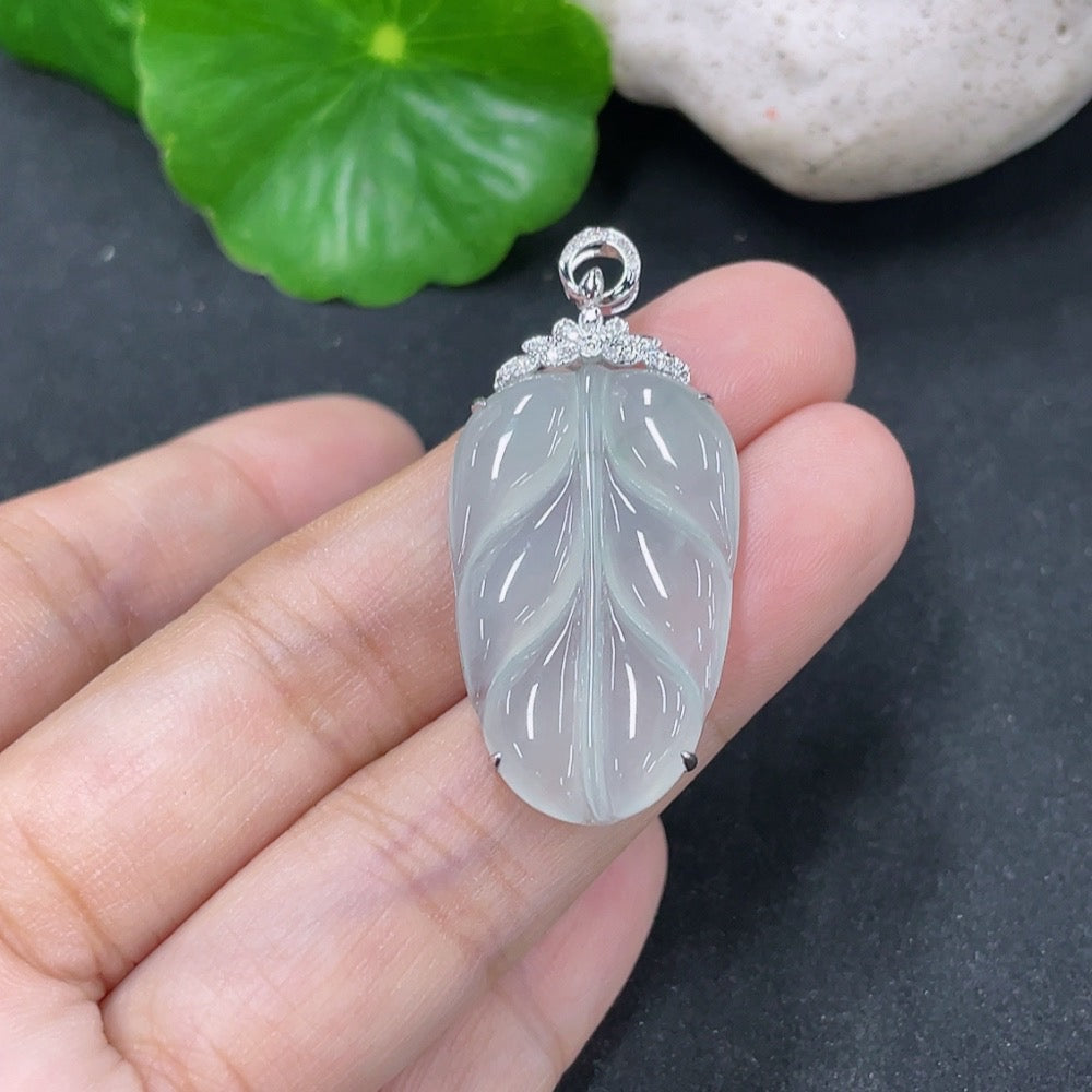 Jadeite Pendant with 18K Gold and Diamond Accents