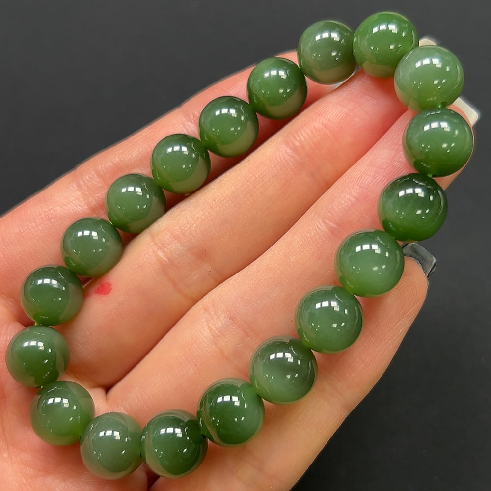 Hetian Jade Jasper Bracelet 9.7mm Approx. 28.24g