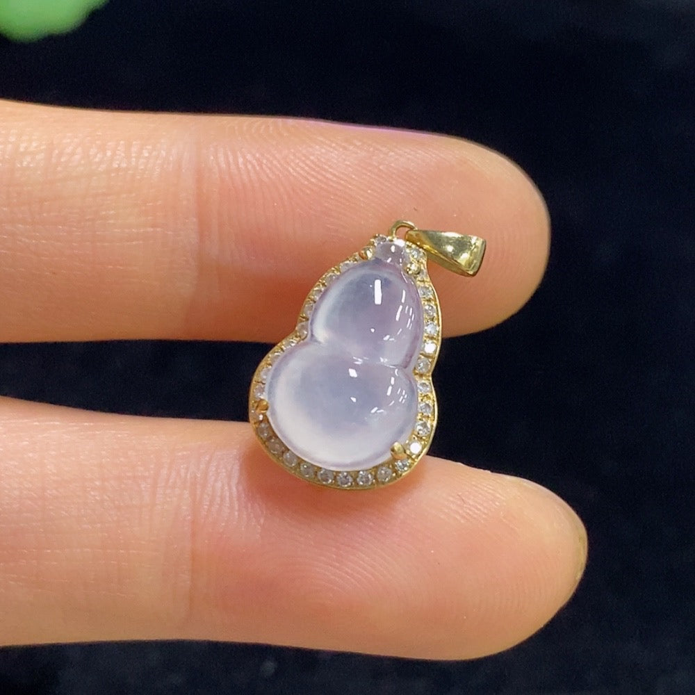 Jadeite Gourd Inlaid Pendant . | Huiliu Certified