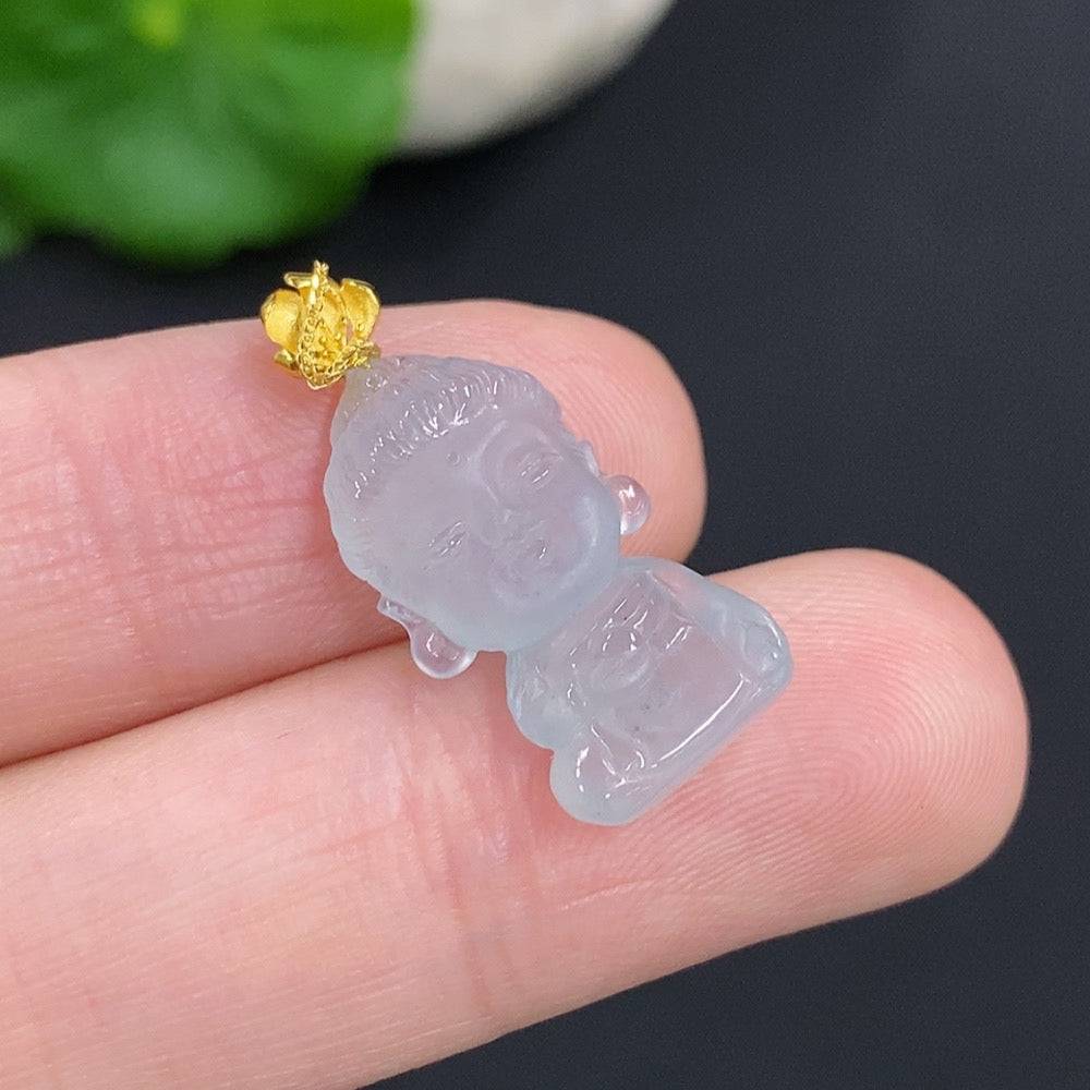 Huiliu Jadeite Baby Buddha pendant with chain, crafted from high-quality jade, featuring a detailed Baby Buddha design.