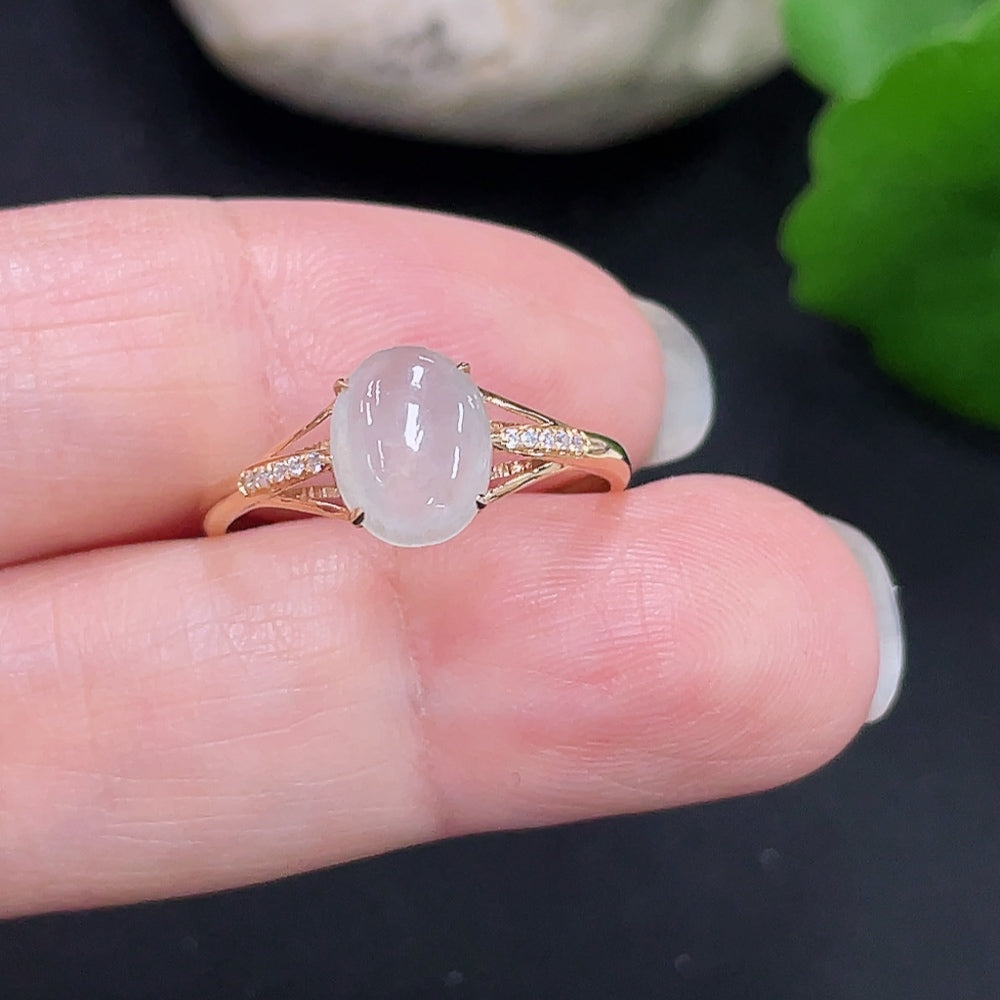 Jadeite Cabochon Ring 18K Gold Size 14 Total Weight Approx.1g (Non-Diamond)