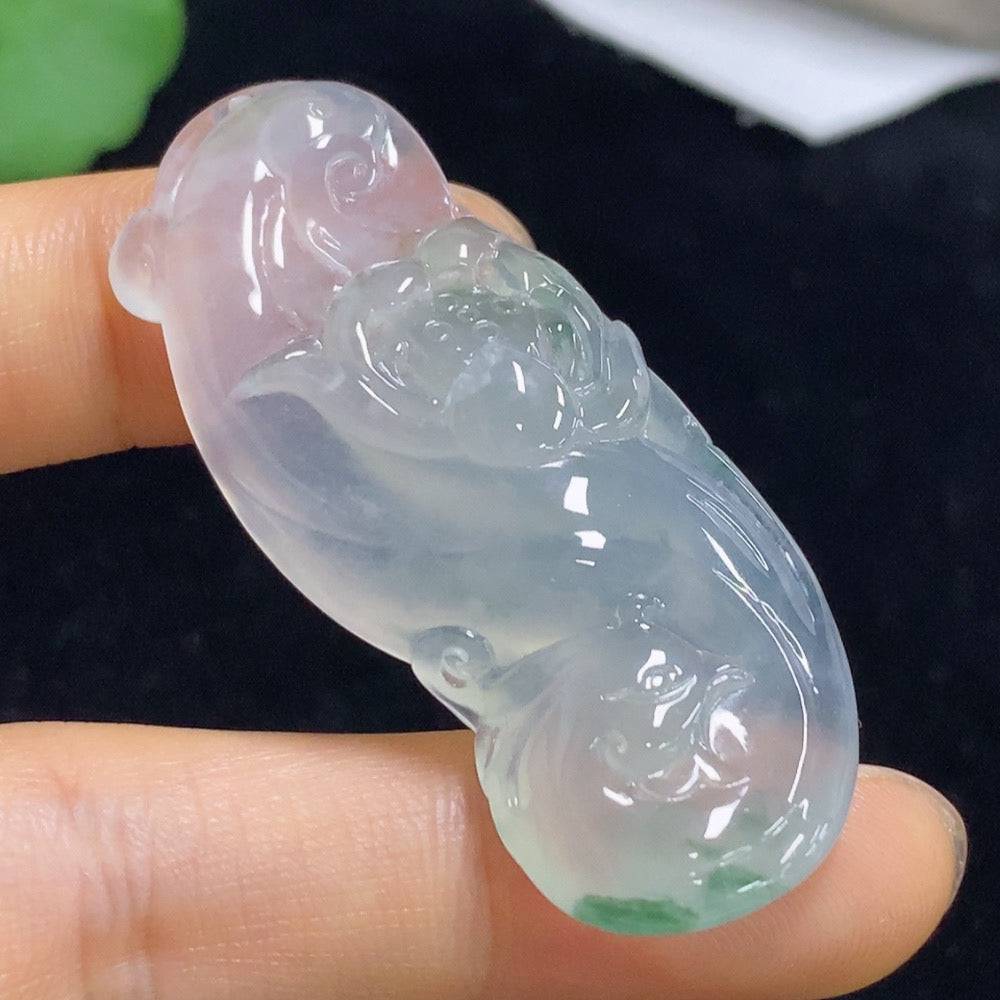 Jadeite lotus pendant from HUILIU HQ showcasing a detailed carved jade pendant weighing approximately 16.26g.