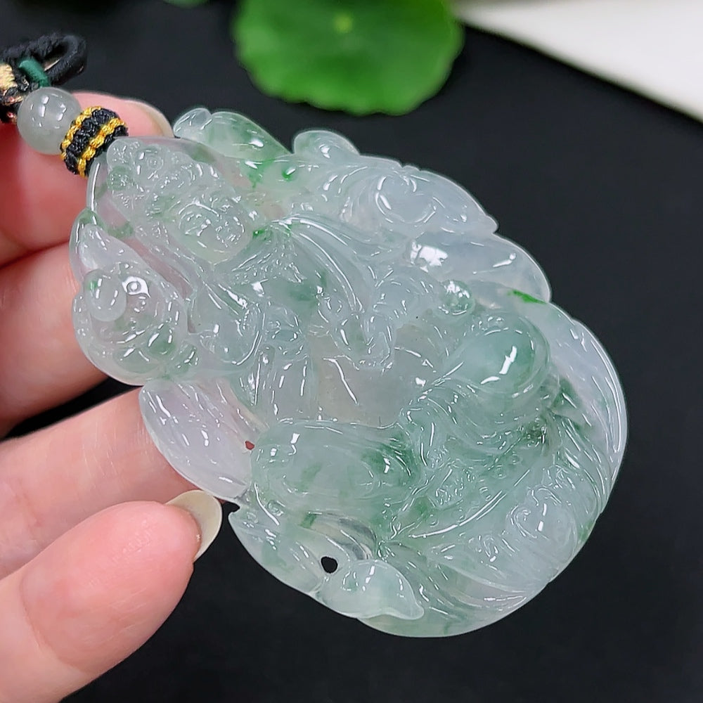 Jadeite Guanyin Pendant (including rope weight)
