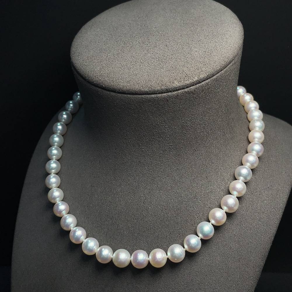HUILIU HQ seawater pearl necklace with 49.76g weight, 9.7mm pearls, non-gold, featuring lustrous white pearls.