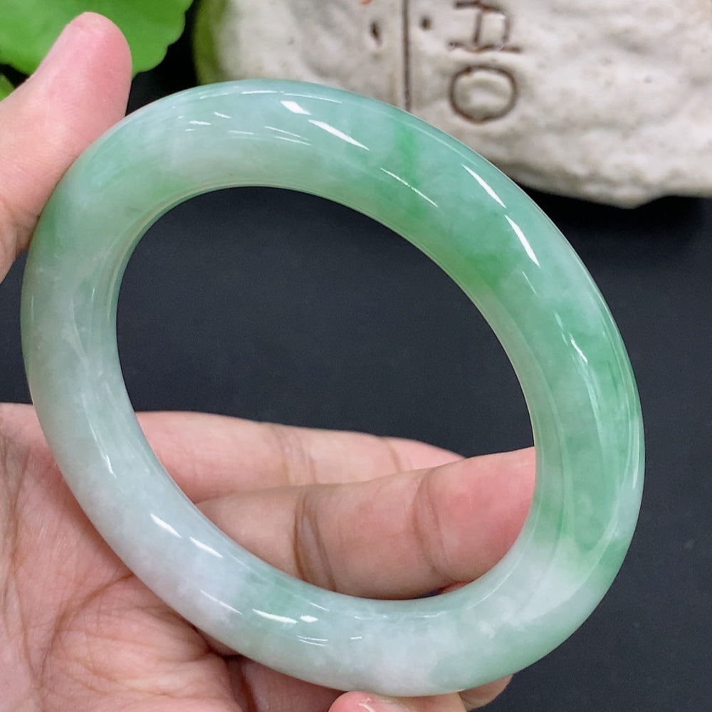 Jadeite Round Bangle, Total Weight Approx. 71.66g, Size 56