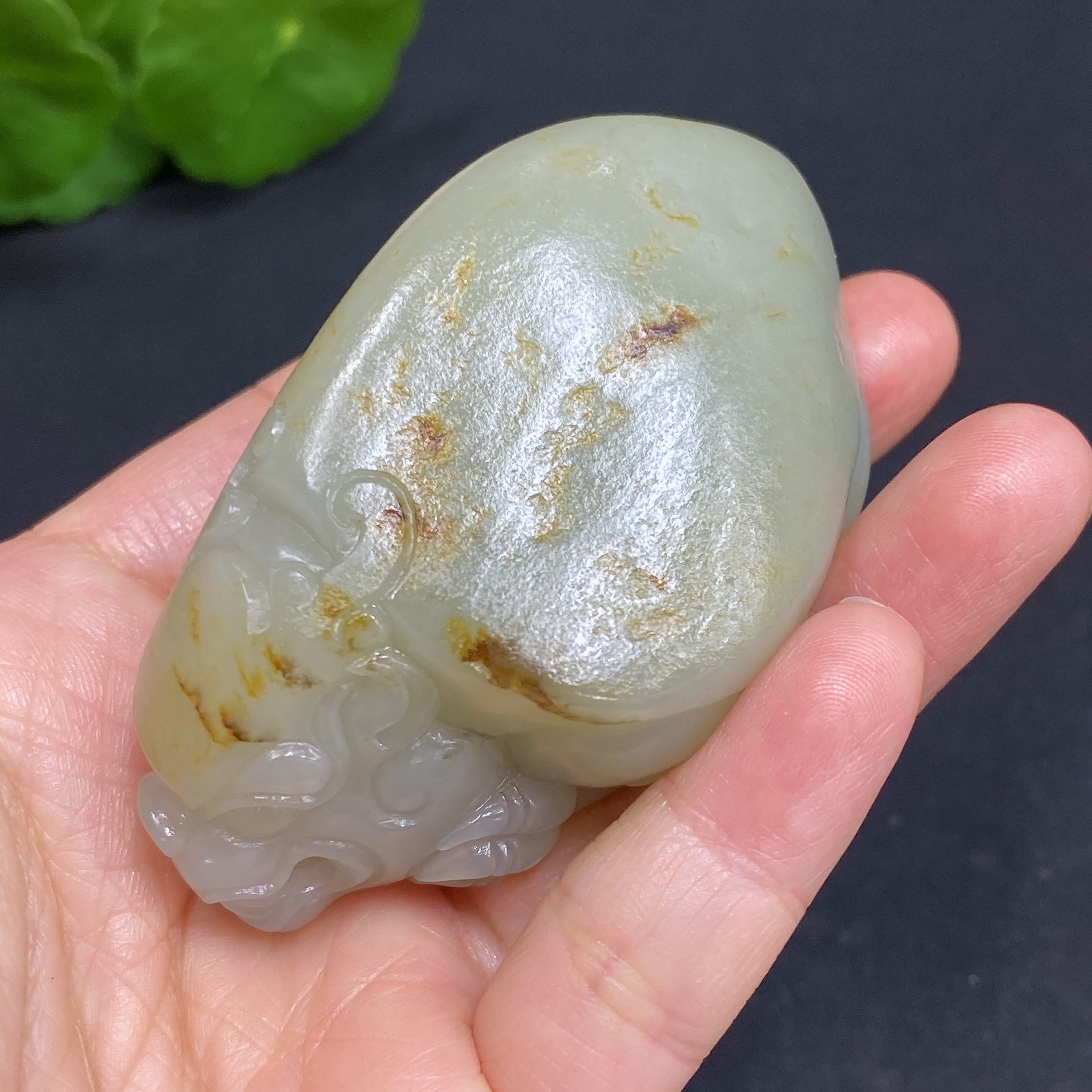 Hetian Jade Handheld Piece, Dragon Turtle, Total Weight Approximately 121.9g, Undetermined Skin Color Origin
