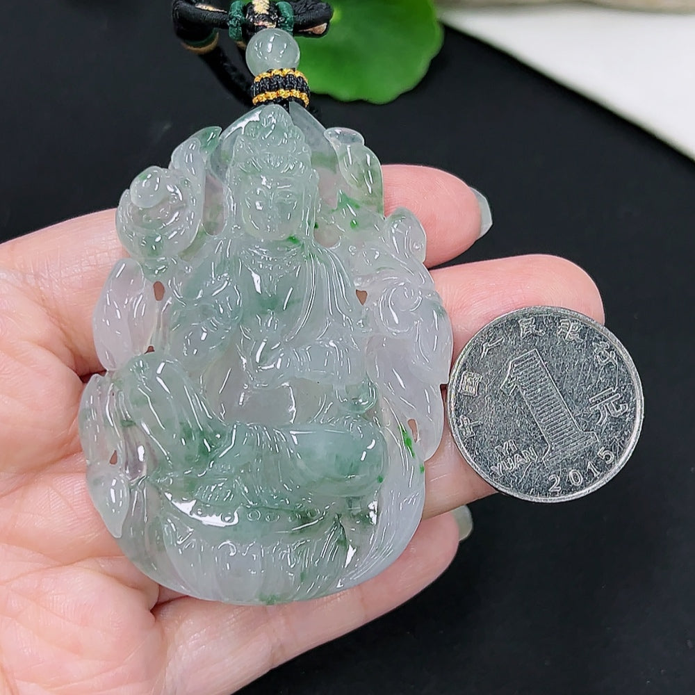 Jadeite Guanyin Pendant (including rope weight)