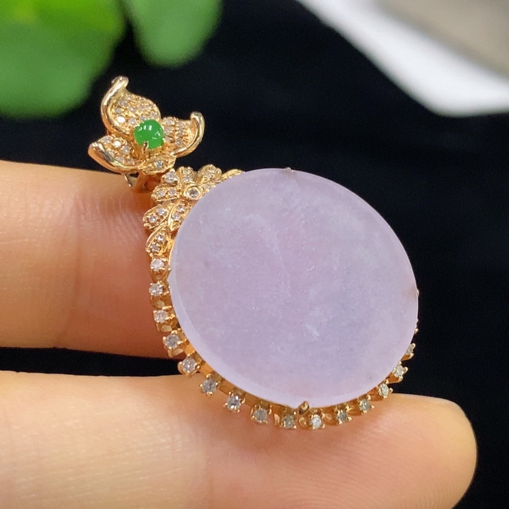 Jadeite Plain Pendant with Diamond Accents, . | Huiliu Certified